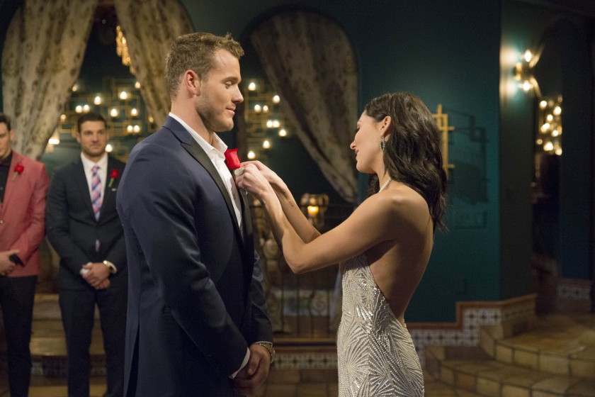  Colton, America’s new Bachelor, receives a rose from Becca on last season of “The Bachelorette.”
(Paul Hebert/ABC)