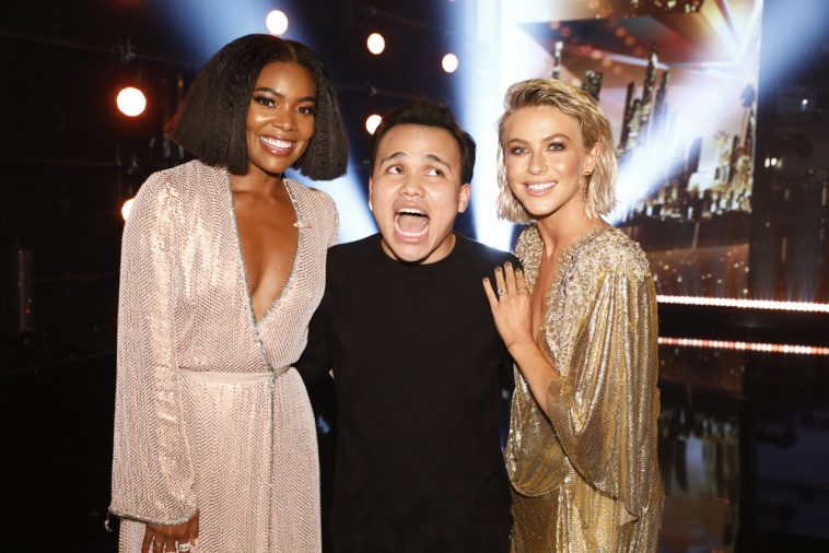 Kodi Lee with America's Got Talent, judges Gabrielle Union and Julianne Hough. (Instagram)
