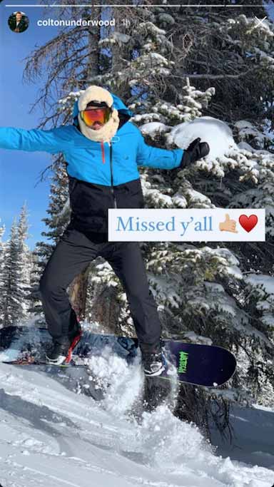 Colton Underwood snowboarding | Credit: Instagram / @coltonunderwood