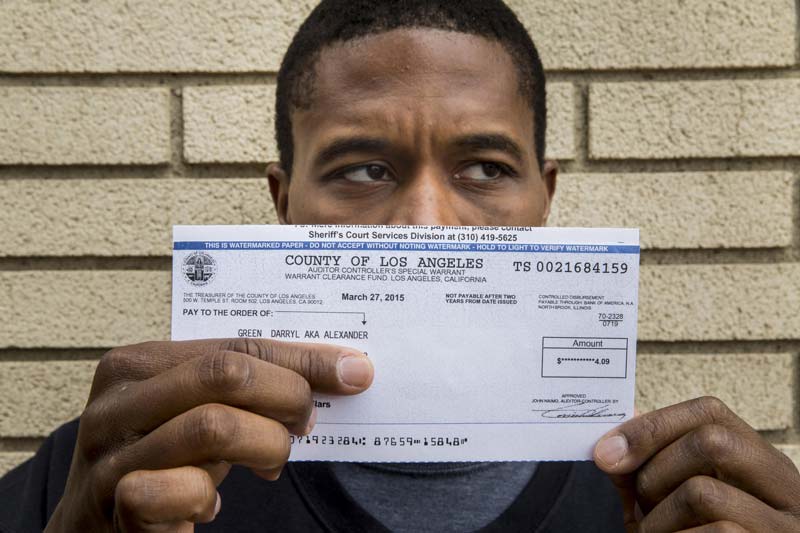 A check for $4.09 that actor Darryl Green received after winning a Small Claims Court case against Pinkerton Model & Talent Co. (Jay L. Clendenin / Los Angeles Times)