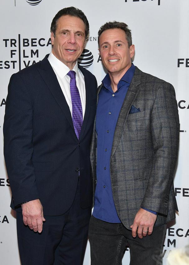 Former New York Gov. Andrew Cuomo, left, and now ex-CNN anchor Chris Cuomo.
(GETTY IMAGES FOR TRIBECA FILM FESTIVAL)