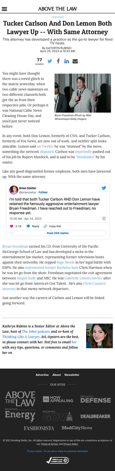 Tucker Carlson And Don Lemon Both Lawyer Up - With Same Attorney ...