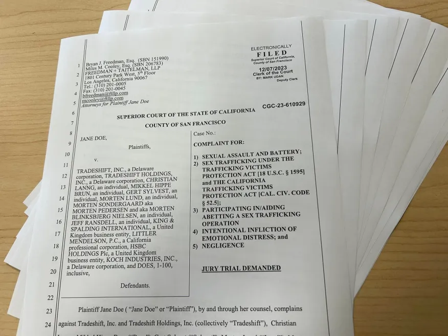 Court document - Jane Doe vs Tradeshift Inc. 12.07.23 (credits: KRON4)