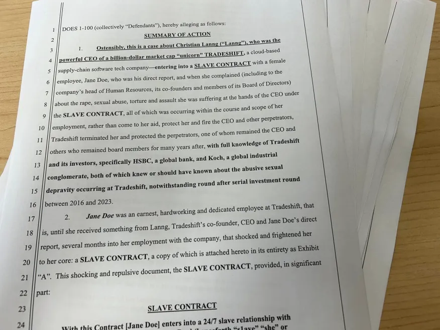 Court document - Summary Of Action - Jane Doe vs Tradeshift Inc. 12.07.23 (credits: KRON4)