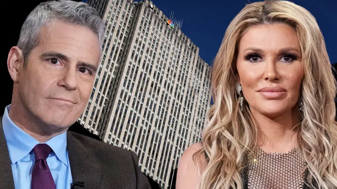 (L-R) Andy Cohen, NBC headquarters in New York, and Brandi Glanville (Credits: Getty Images)